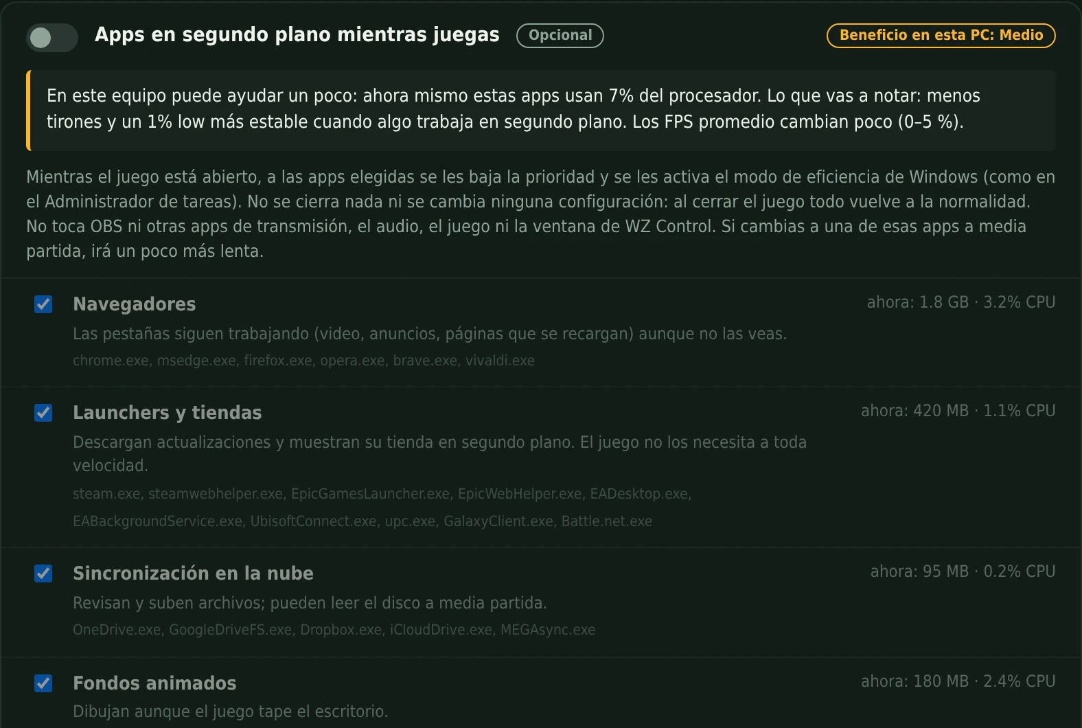 Apps en segundo plano mientras juegas