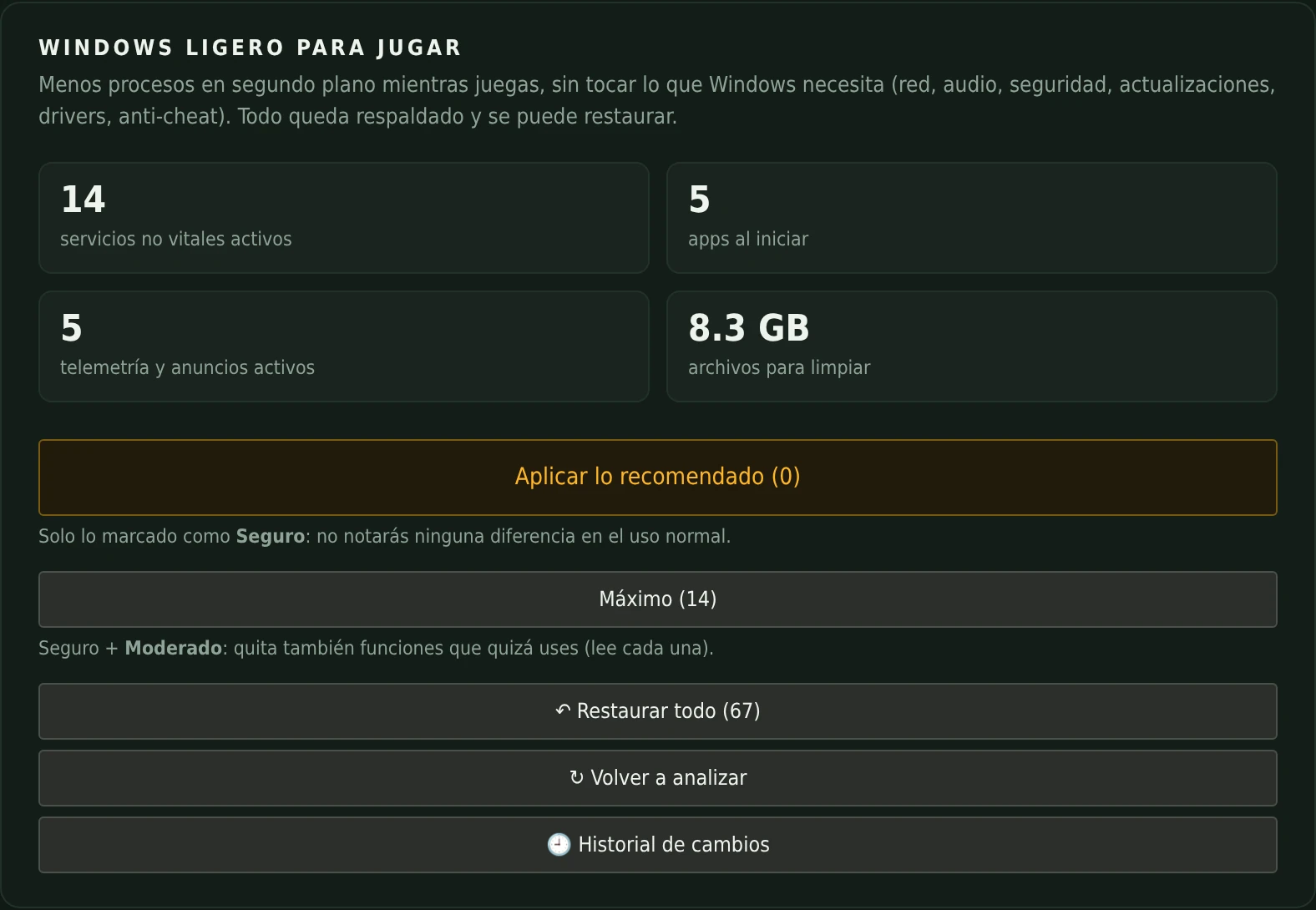 Windows ligero para jugar